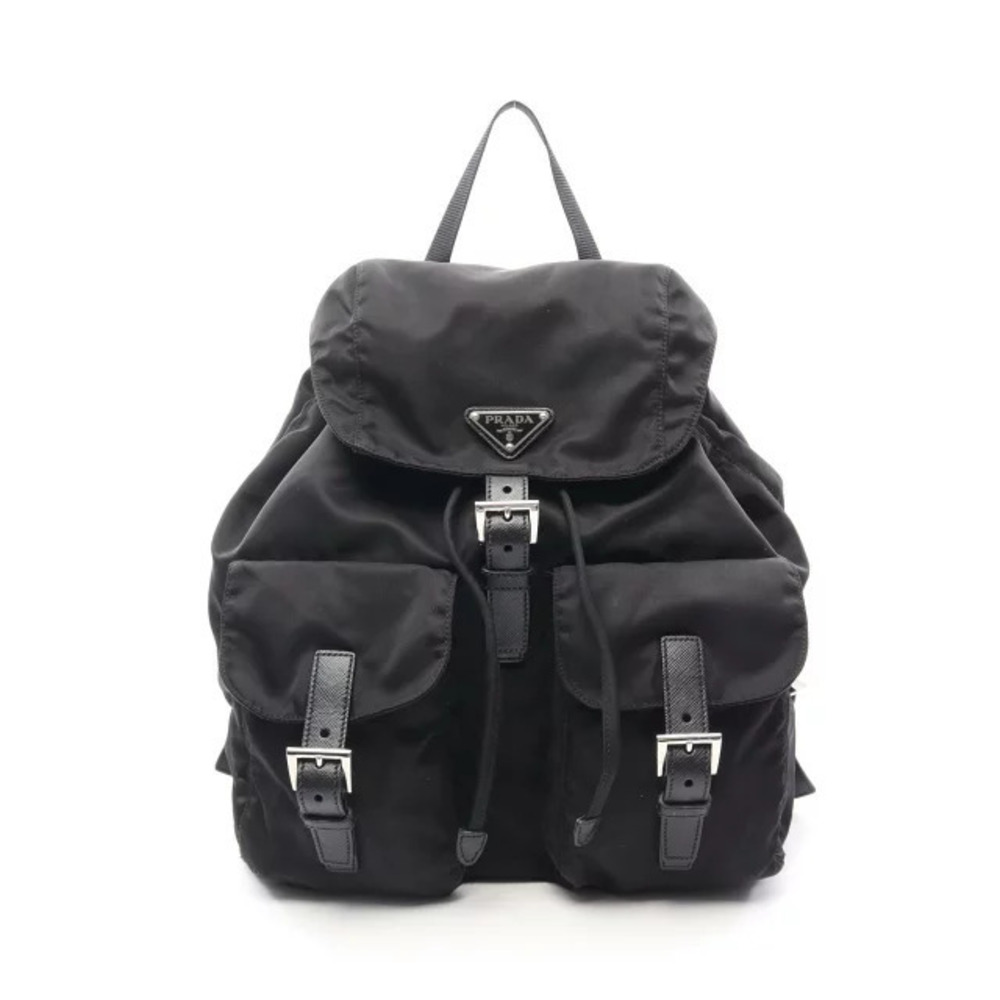 Prada Triangle Backpack Saffiano Leather Black